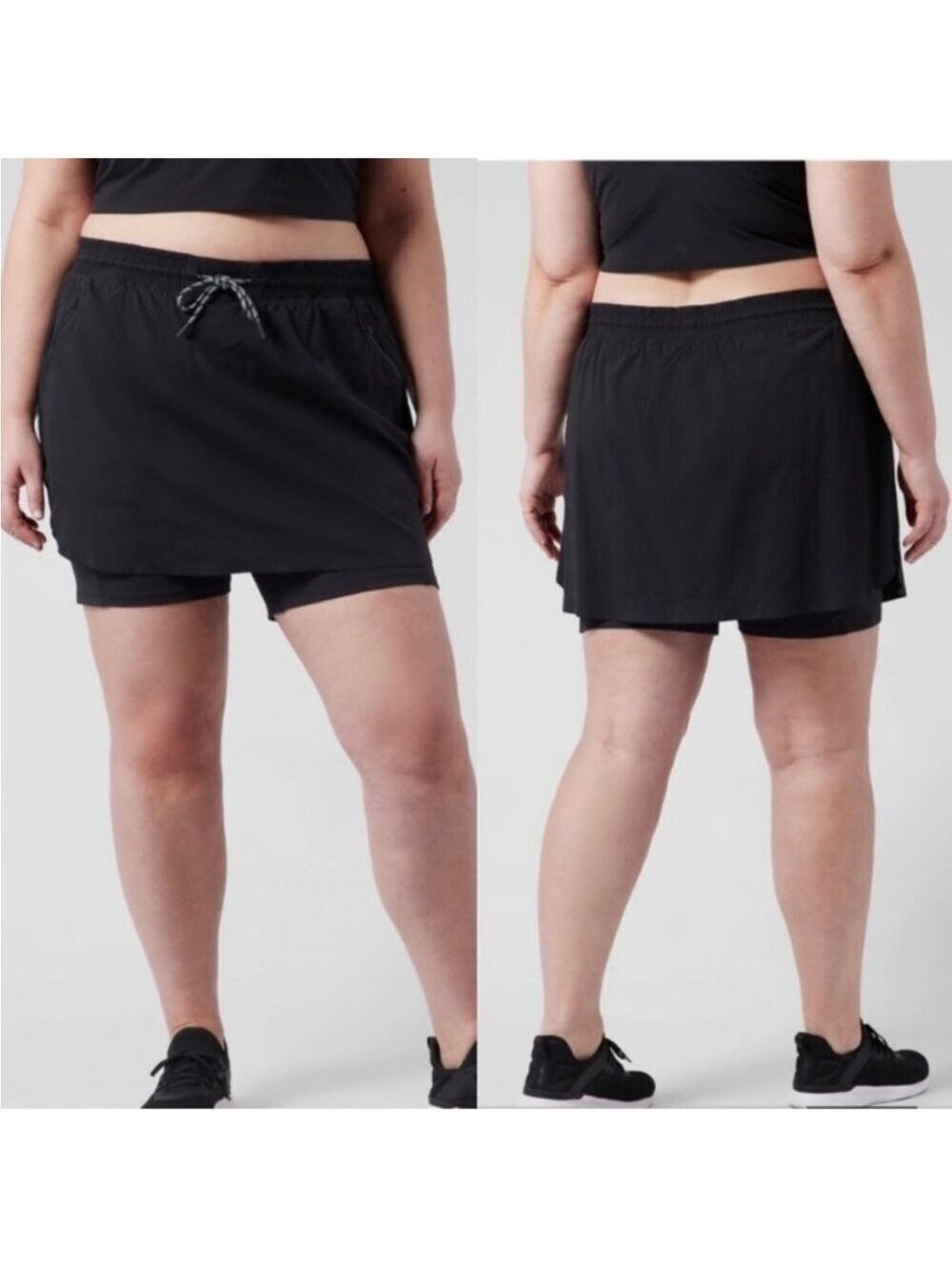 NWT ATHLETA Trekkie Skort Black Shorts Plus Skirt Size 26 NEW
